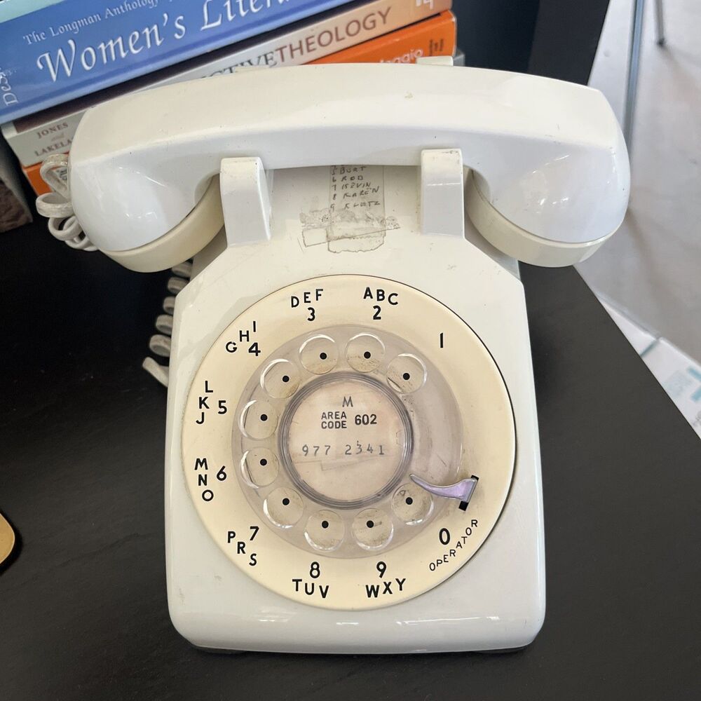 Vintage Tan Cream Rotary Dial Desk Phone Western Electric Bell System